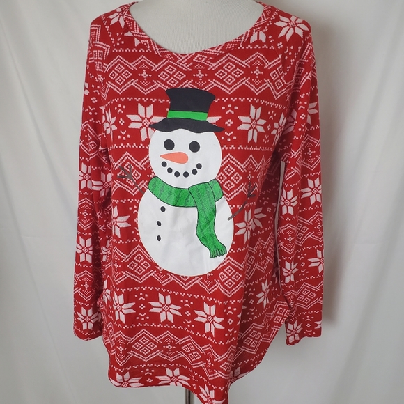 Snowman holiday Christmas long sleeved tee - Picture 5 of 7